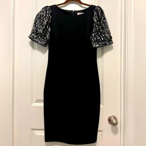 Semi formal Calvin Klein dress- size 10. Like new, sequin sleeves, stretchy!